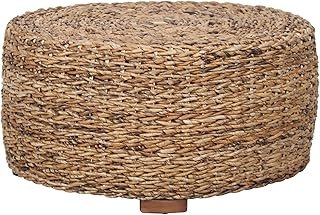 East at Main Abella Round Wicker Banana Leaf Coffee Table, Coastal Boho ...