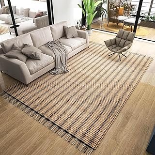 Eco Crave Jute Area Rug 8x10 ft – Soft Handwoven Striped Natural Fiber R...