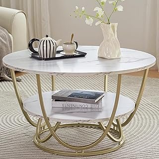 Elephance Round Coffee Table with Storage, 30 Inch Modern Coffee Table f...