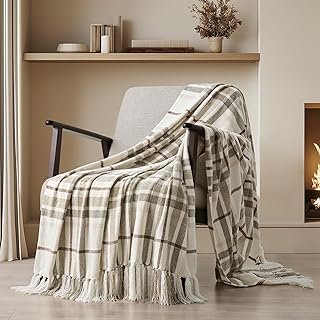 EverGrace Plaid Chenille Throw Blanket for Couch, Super Soft Cozy Decora...