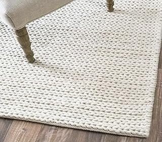 FRELISH DECOR Wool Cotton Area Rug for Living Room and Bedroom, 6'x9' Ha...