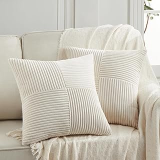 Fancy Homi 2 Packs Cream Big Decorative Throw Pillow Covers 24x24 Inch f...