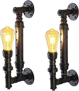 Farmhouse Antique Wall Sconce Set of 2 Rustic Vintage Steampunk Water Pi...