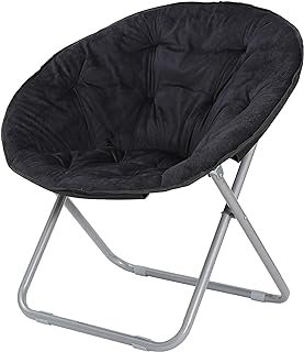 Faux-Fur Folding Chair, Moon Chair Soft Lounge Chair for Lounging, Bedro...