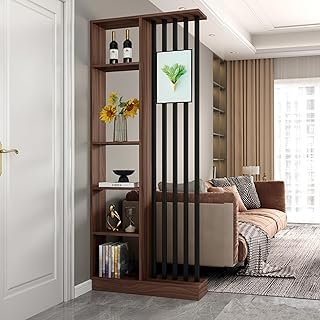 Floor to Ceiling Room Divider with Shelves – Freestanding Partition Scre...