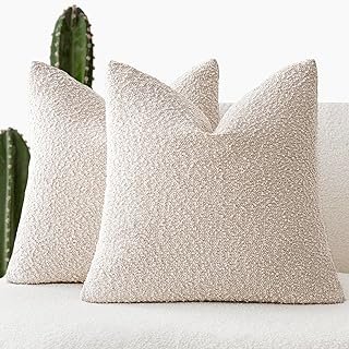 Foindtower Pack of 2, Decorative Textured Boucle Throw Pillow Covers Acc...
