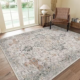 GENIMO 5X7 Area Rugs for Living Room, Machine Washable Non Slip Vintage ...