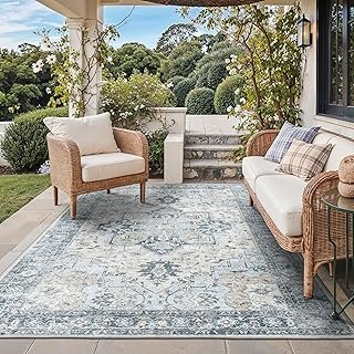 GENIMO Outdoor & Indoor Area Rug 5'x8', Waterproof, Non-Shedding, Easy C...