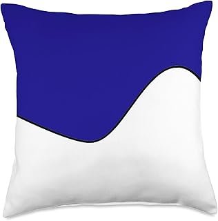 GEOMETRIC TWO TONE WAVE PATTERN ULTRAMARINE BLUE AND WHITE Throw Pillow