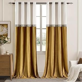 GIGIZAZA Velvet Curtains for Living Room 84 Inches 2 Panels Vintage Wind...