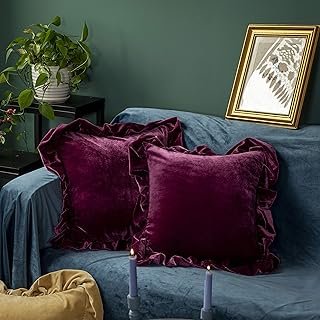 GLORY SEASON Velvet Throw Pillow Cover Soft Decorative Luxurious Solid S...