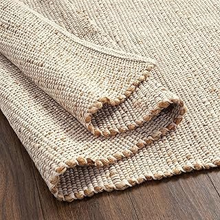 GRUHUM Jute Cotton Area Rug 9'x12' ft Large Rectangle Hand Woven Natural...