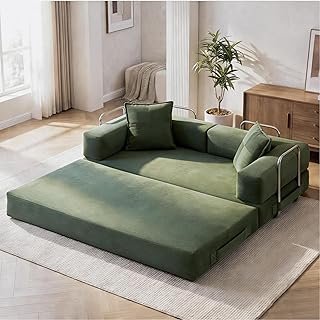 GRUSIGN 78 Inch Convertible Sofa Bed, 5-in-1 Futon Sofa Bed Pull Out Cou...