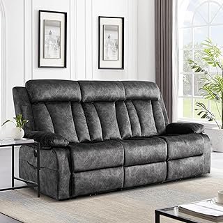 GUEAPY Power Reclining Sofa, 3-Seater Reclining Couch with Massage & Hea...