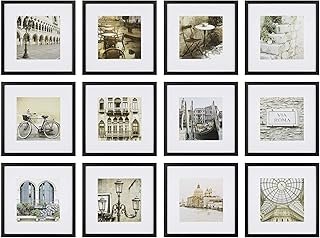 Gallery Perfect 12-Piece Black Photo Frame Set with Hanging Template - 1...