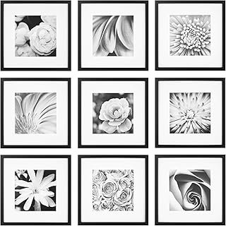 Gallery Perfect 12x12 Picture Frames, 9 Piece Set with Real Glass Cover ...