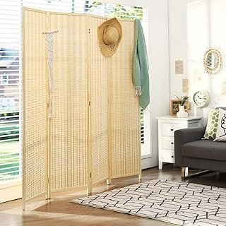 Giantex Bamboo Room Divider, 6 Ft Tall Freestanding Folding Privacy Scre...