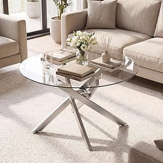 Giantex Round Glass Coffee Table, 31.5
