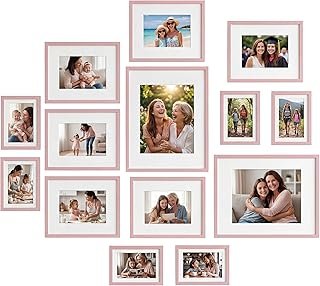 Giftgarden 14 Pack Pink Picture Frames Set, 2pcs 11x14 Matted for 8x10, ...