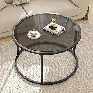 Glass Coffee Table Modern Center Table,Minimalist Round Coffee Tea Table...