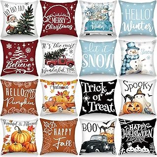 GlikCeil Set of 16 Winter Pillow Covers 18 x 18 Inch Seasonal Throw Pill...