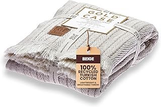 Gold Case Throw Blanket for Couch - 100% Recycled Turkish Cotton Blanket...