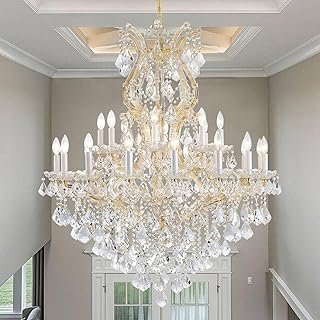 Gold Large Crystal Chandelier-24-Light Chandelier Light Fixture Modern M...