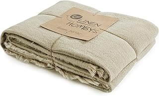 HOMBYS 100% Pure Linen Blanket-Soft Reversible Throw Lightweight Blanket...