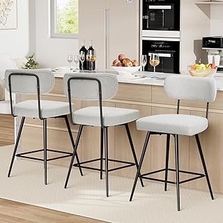 HOMMPA Bar Stools Set of 3 Swivel 26'' Counter Height Bar Stools Fabric ...
