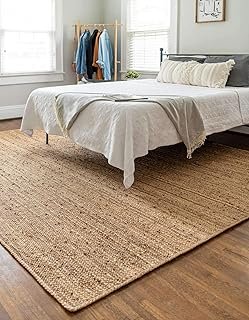 Hand Woven Jute Area Rug 9x12 Feet Rectangle - Handcrafted Braided Desig...