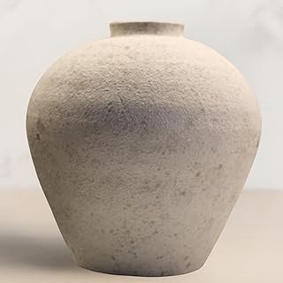 Handemade Large Round Vase for Centerpieces, White Rustic Vase Farmhouse...