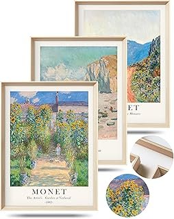 HesenDot Framed Claude Monet Wall Art 3 Piece,12x16in High Framed Design...