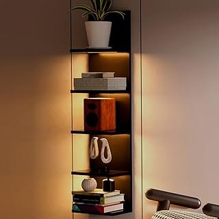 Homaterial 5 Tier Wall Shelf Unit, Black Modern Vertical Lack Wall Shelv...