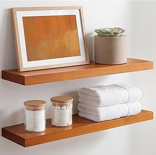 Homeforia 24inch Oak Floating Shelf for Wall, High End Solid Real Wood 2...