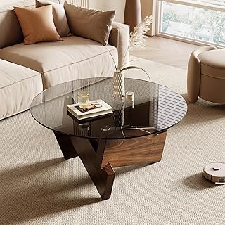Honyee Modern Round Coffee Table, 30.7