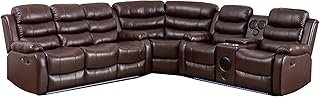 Hybition Faux Leather Living Room Set Modern Reclining Sectional Sofa wi...