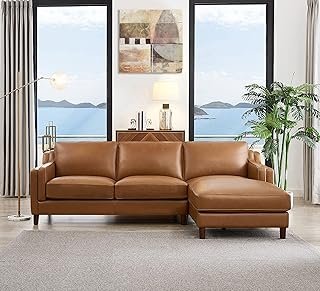 Hydeline Bella 100% Leather Sectional Sofa with Right Chaise, 101.5