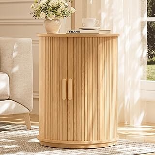 INNOD Side Table with Storage for Living Room, Round End Table with Slid...