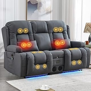 IPKIG Power Recliner Sofa with Flip-Up Backrest Console, USB & USB-C Por...