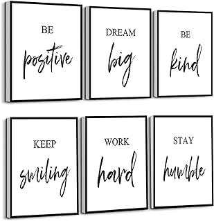 Inspirational Wall Art, Framed Motivational Canvas Wall Art Positive Quo...