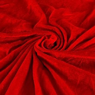 JAPCHET 10 Yards x 65 Inch Thick Red Velvet Fabric, Stretch Velvet Fabri...