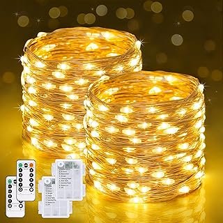JMEXSUSS 2 Pack Fairy Lights Battery Operated with Remote, Total 400 LED...