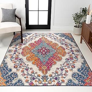 JONATHAN Y Boho Vintage Blue/Multi Indoor Area Rug, 8x10, Bohemian Flair...