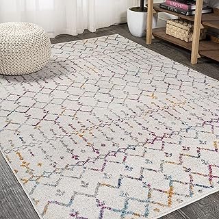 JONATHAN Y Boho Vintage Diamond Ivory/Multi Indoor Area Rug 8X10 ft, Mor...