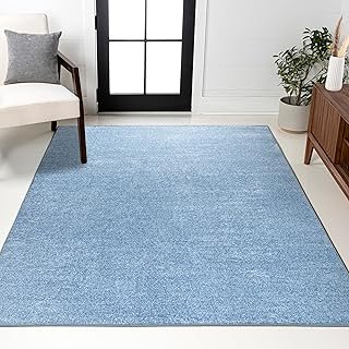 JONATHAN Y Haze Solid Low-Pile Classic Blue Indoor Area Rug 8x10, Coasta...
