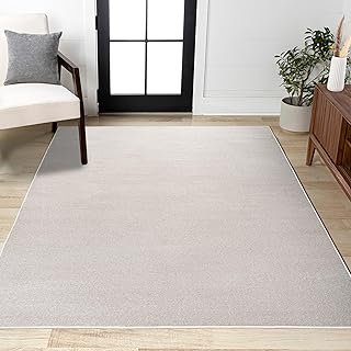 JONATHAN Y Haze Solid Low-Pile Ivory Indoor Area Rug 8x10, Coastal,Bohem...
