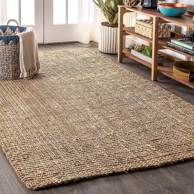 JONATHAN Y Pata Hand Woven Chunky Jute Natural Indoor Area Rug, 5x8, Boh...