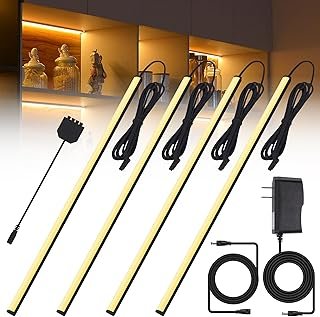 JUSJUBR Black Display Shelf Lighting, 4 Pack x12 Inch Display Lights for...
