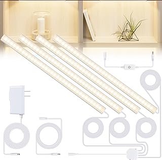 JUSJUBR Natural White 4 Pack Dimmable Shelf Lighting with Memory Functio...