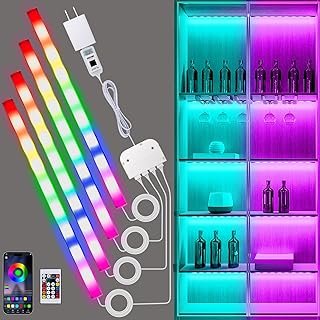 JUSJUBR RGB Shelf Lights, 4 PCS 12 Inch LED Light Bars for Night Ambient...